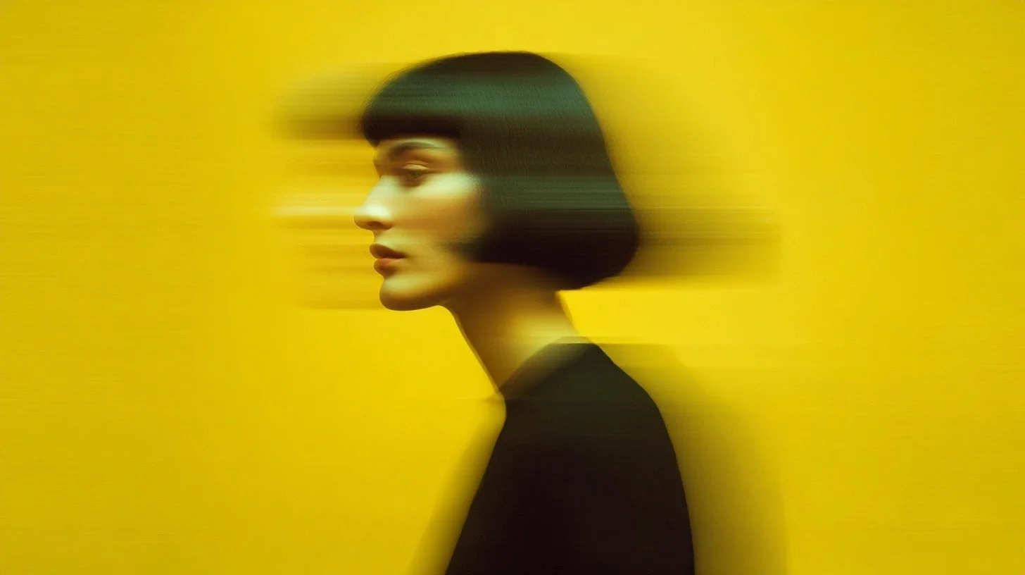 A portrait with horizontal motion blur