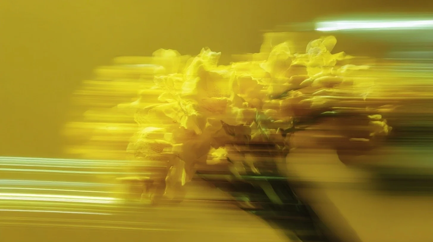 Yellow flowers captured with motion blur