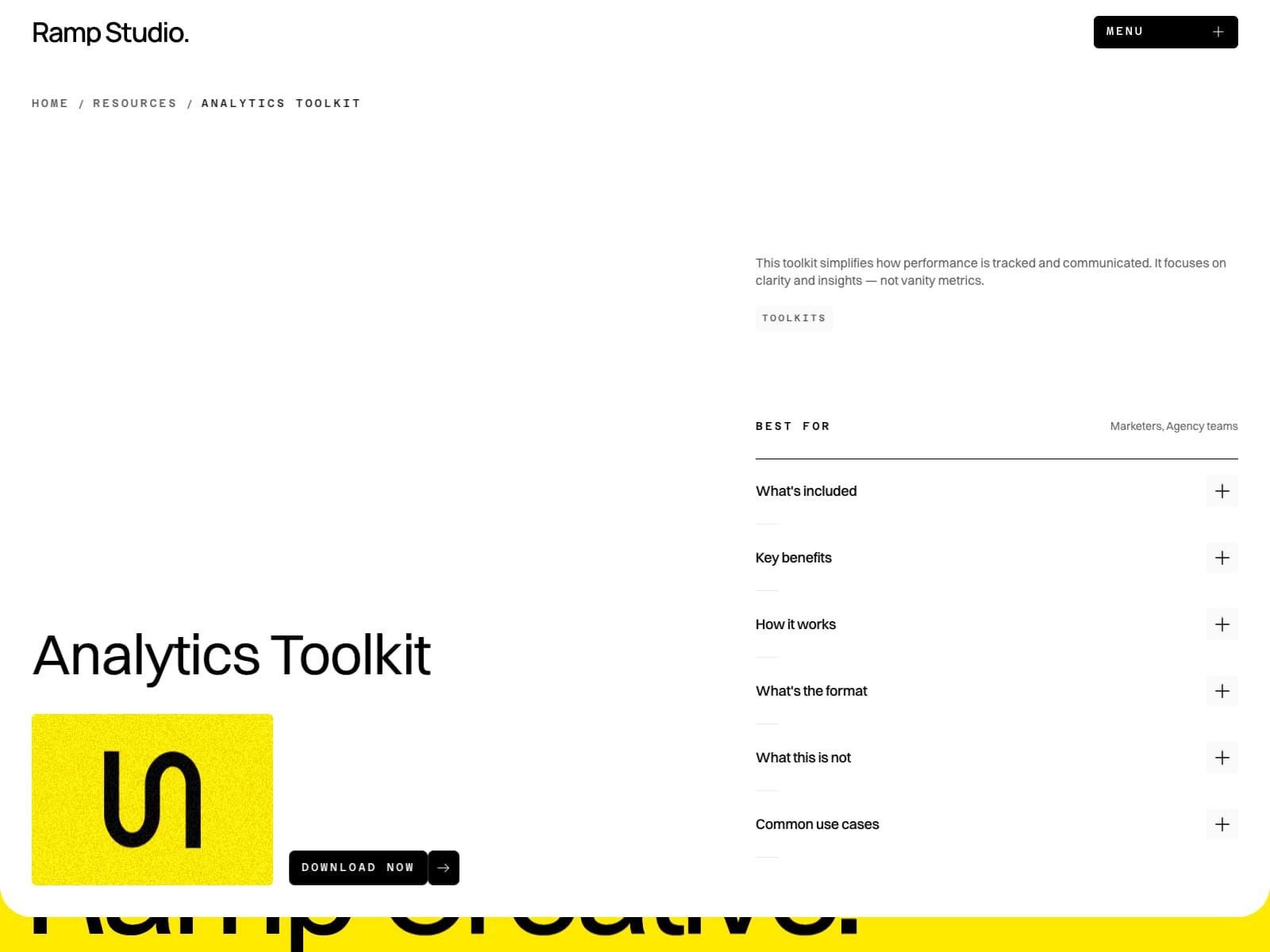 Ramp Studio Analytics Toolkit resource page with details and download