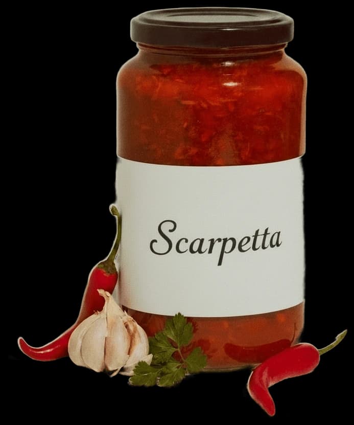 Scarpetta arrabbiata sauce jar with chili peppers