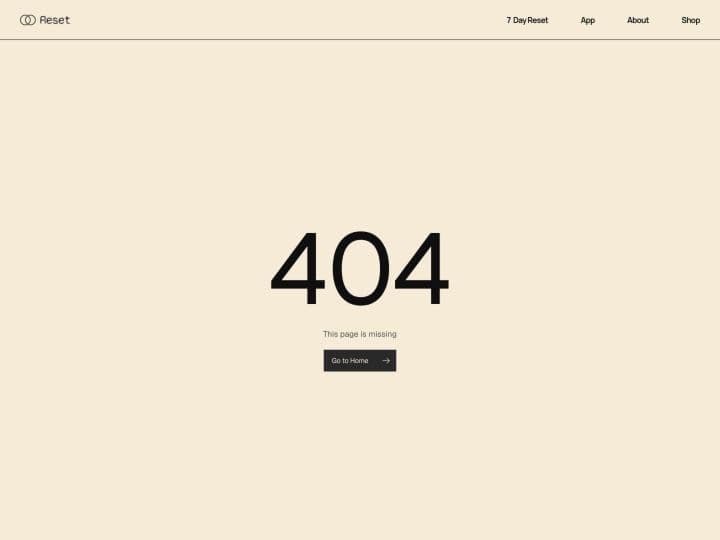 Reset — 404 page preview