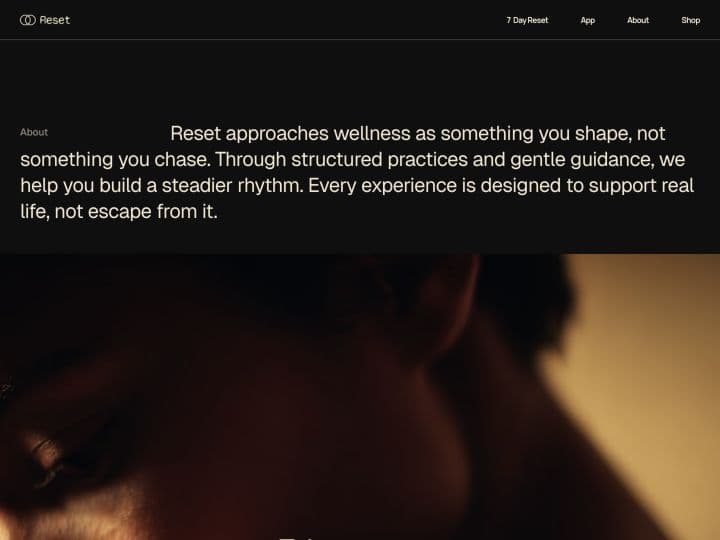 Reset — About page preview