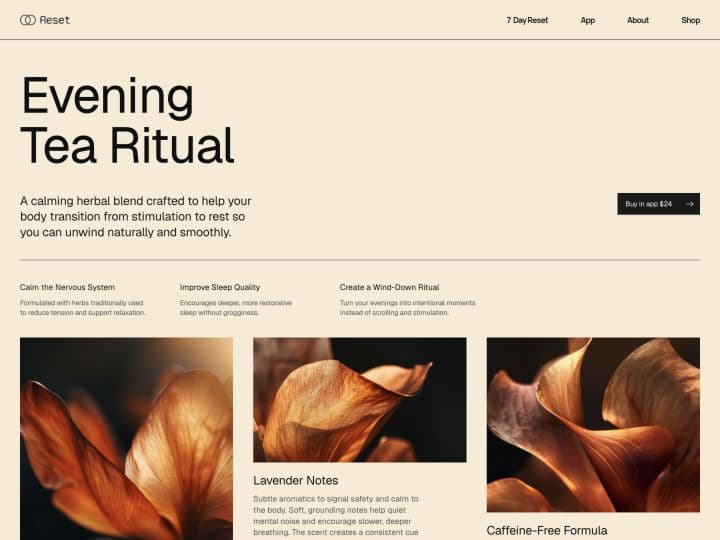 Reset — Evening Tea Ritual page preview